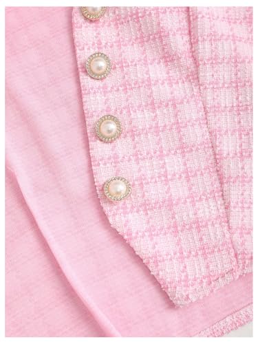 Chic Pink Women's 2 Piece Work Outfits - Stylish Plaid V Neck Crop Top and Wide Leg Pants Set by MakeMeChic, Size Small - Image 5