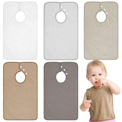 Image of Hercicy Full Coverage Pullover Toddler Baby Bibs Terry Cloth Bibs with Snap Button for 0-4 Years Unisex Feeding Drooling
