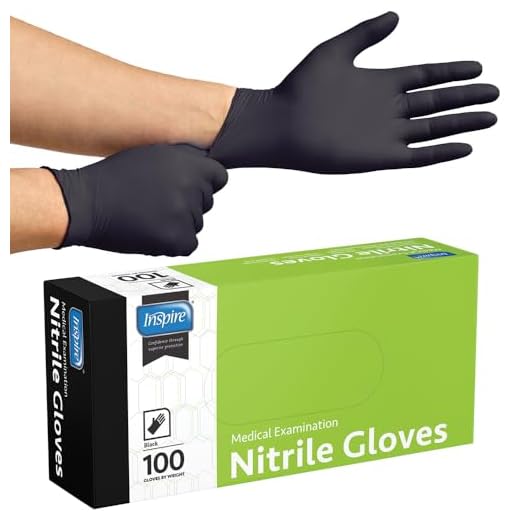 Inspire Black Nitrile Disposable Gloves | 4.5 Nitrile Medical Exam Cooking Cleaning Disposable Black Gloves (Box Of 100, Medium)