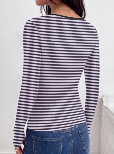 Ekouaer Long Sleeve Shirts for Women Ribbed Top Slim Fit Thermal Undershirt - image 5