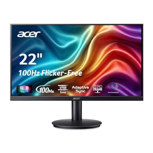 acer KB220Q H2bi 21.5' Full HD (1920 x 1080) Zero-Frame Home Office Monitor | Adaptive-Sync Support...