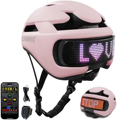 Bike Helmet Adult Men Women: Smart Bike Helmet Bicycle Helmets with Light for Mountain Bike Road Cycling Electric Scooter Skateboard Roller Skating Ebike Bike Helmets for Adults Teen Pink