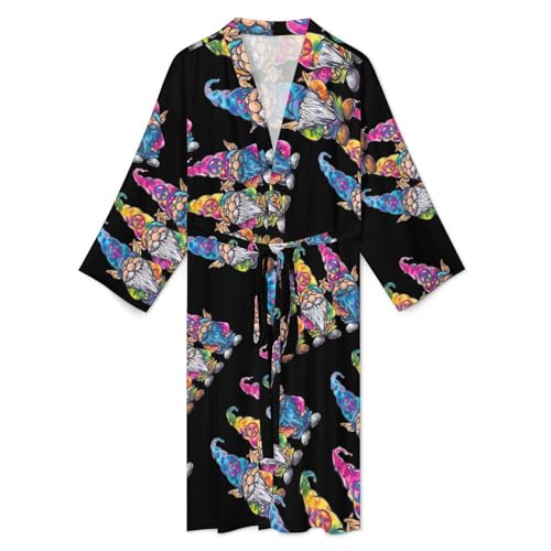 Peace Gnome Men's Bathrobes Soft Long Robe Lightweight Nightgown Sleepwear Loungewear2