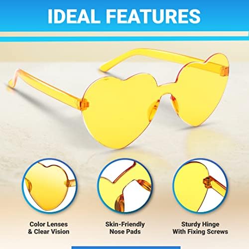 Miniatura 6 de Paquete de 12 lentes de sol de corazón para mujer, resistentes lentes de sol en forma de corazón para regalos de orgullo y despedida de soltera,