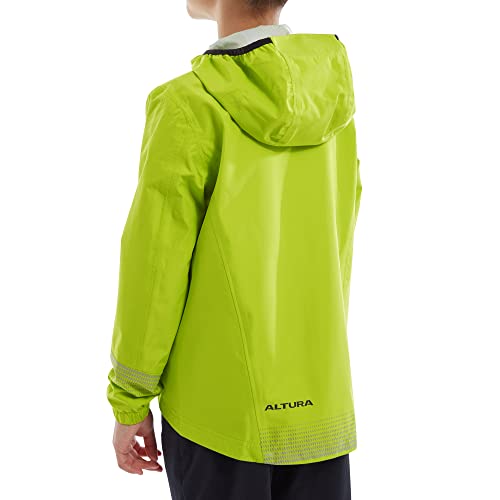 Altura Kinder-Fahrradjacke, wasserdicht, reflektierend, Limettengrün – Alter 11–12 Jahre