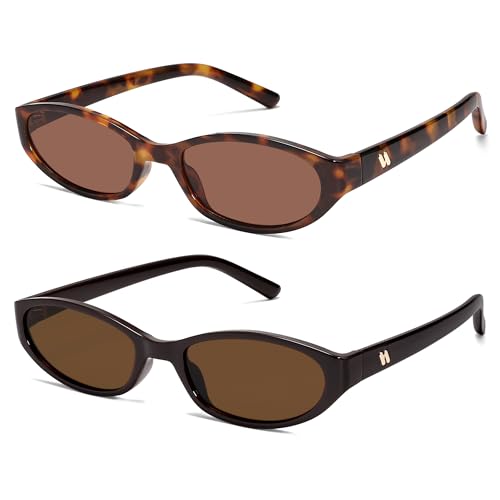 Image of Retro Oval Sunglasses Womens Mens Y2k Trendy Cateye Shades AR82299 | Narrow Round Cute Sunnies,90s 2000s Cool Skinny Frame