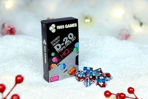 Image of 1985 Games Sharp Edge DND Dice Set - Plasmic Punch Polyhedral Dice in Retro VHS Box - TTRPG Dice Set - Tabletop RPG Accessory (Set of 7)