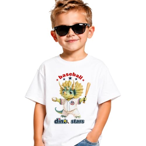 Image of Dinosaur Shirt for Kids Boys Girls Funny Toddler Dino Short Sleeve Graphic Cotton Tee Top 2-7T