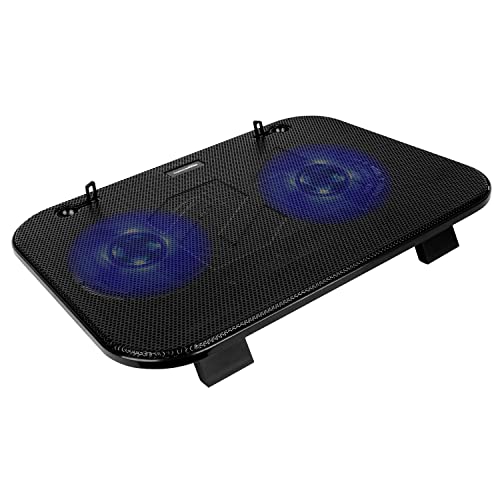 Amazon Basics Laptop Cooling Pad, USB Powered Portable Gaming Laptop Cooler Stand | Quiet 2 Fans with Blue LED Light | 2 Viewing Angles | Slim... - Image 3
