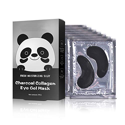 Under Eye Patches - Under Eye Mask Anti-Aging Hyaluronic Acid Collagen Under Eye Pads Reducing Dark Circles & Wrinkles Treatment Gel Bags, 7 Pairs (Activated Charcoal)
