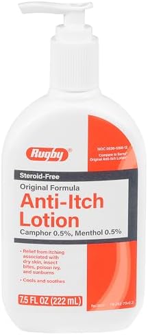 Rugby Anti-Itch Lotion - Camphor 0.5% - Menthol 0.5% - Cools and Soothes - 7.5 Fl Oz