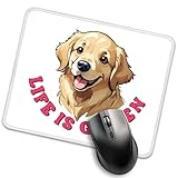 Xipromi Life is Golden Funny マウスパッド デスク用 新しい犬の飼い主へのギフト、イングリッシュレトリバーギフト、ゴールデンレトリバーママへのギフト 犬のお母さんへのギフト 犬好きへのギフト、同僚へのオフィスギフト