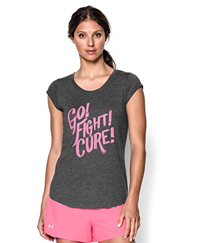 Under Armour Women's UA Power In Pink Go Fight Cure T-Shirt X-Small Carbon Heather