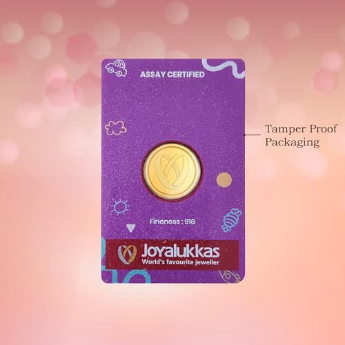 Image of Joyalukkas 22K (916) Purity Gold Coin | Yellow Color | Round Shape | New Born Baby Design.