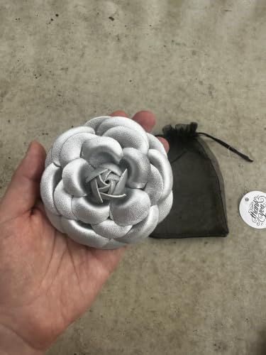 Image of Vintage Style Elegant Camellia Fabric Flower Brooch Pin Scarf Bridal Dress Wedding Accessories Jewelry Gift