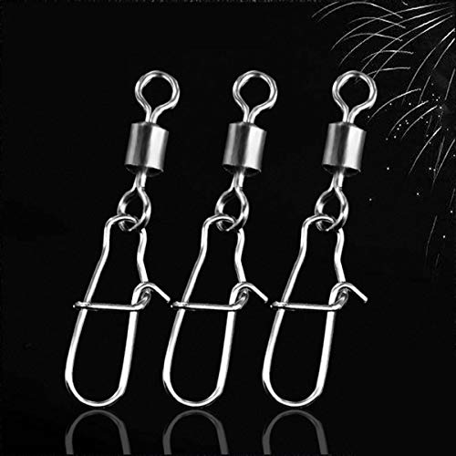 LAIBOREC Fishing Rolling Barrel Swivel Snap, 3 Way Ball Bearing Swivels T-Turn Cross-line Connector, 200PCS Stainless Steel Fishing Tackle Accessories Kit for Lure Rigs Saltwater Freshwater Drifting - Thumbnail 6