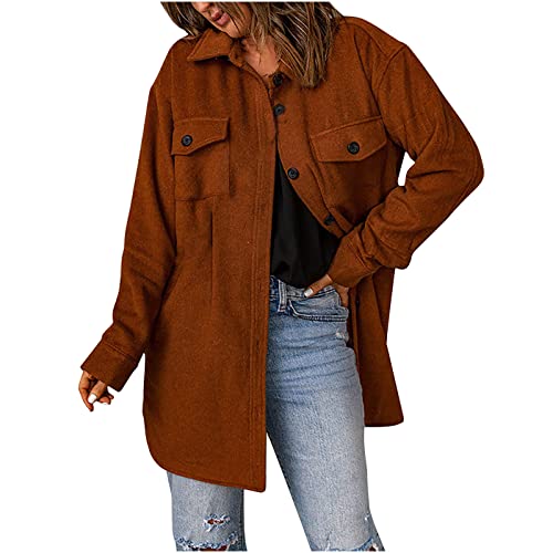 Womens Corduroy Jacket Oversized Button Down Boyfriend Shirt Casual Long Sleeve Fall Jackets Tops with Pockets