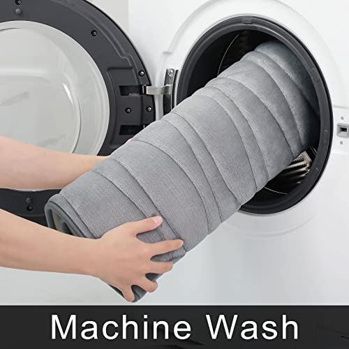 Buganda Memory Foam Bathroom Rug Runner, Ultra Soft Cozy Velvet Bath Rugs, Non-Slip Absorbent Bath Mat, Machine Washable Bathroom Mat For Bathroom Floor, Shower And Bathtub (47" X 17", Grey) #TOP5