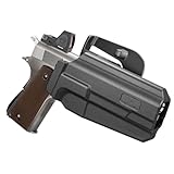 OWB Holster Compatible with 5' 4.25' 4' 1911 No Rail, Fits for 1911 Colt/Elite Force and More, Soft Silicon Paddle 360-Degree Adjustable, Level II Retention Release