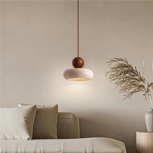 GWJKG Lámpara Colgante de Travertino y Madera Minimalista