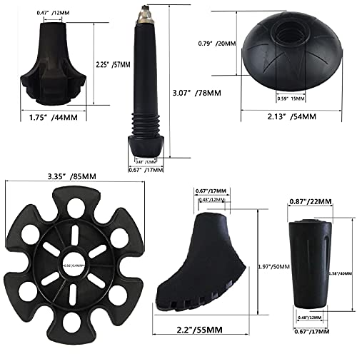 Rubber Trekking Poles Tips Hiking Sticks End Caps Protectors Replacement Accessories With Flannelette Bag Fit Most Hiking Trekking Walking Poles (12 Pack) #TOP6