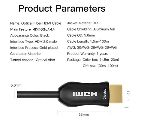 Amazon.com: Fiber Optic HDMI Cable 50FT (15m) - ARC HDMI2.0 18Gpbs