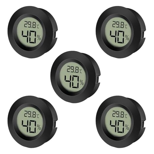 5er-Pack LCD Digital Hygrometer Thermometer, Innen-Außenfeuchtemessgerät Temperaturmesser für Luftbefeuchter Luftentfeuchter Gewächshaus Keller Babyzimmer, schwarz rund