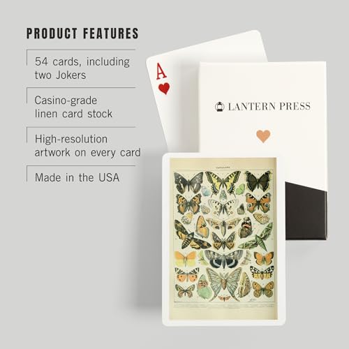 Lantern Press Butterflies, 52 Cartas Póker Vintage miniatura 3
