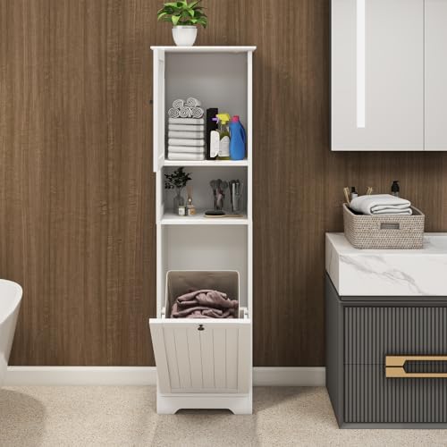 MATONELL One-Compartment One-Door Tilt-Out Laundry Sorter Cabinet - White - Thumbnail 3