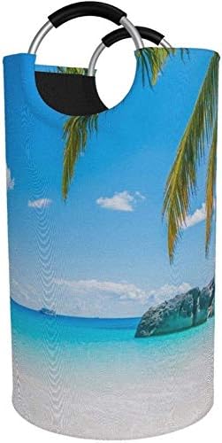 YISONG Round Laundry Basket, Beaches Laundry Hamper Bucket Folding Clothes Bag 82 Liter Bins for Bathroom Toy Organizer Washing Bin Sorter Dirty Clothes Blanket Laundry Box