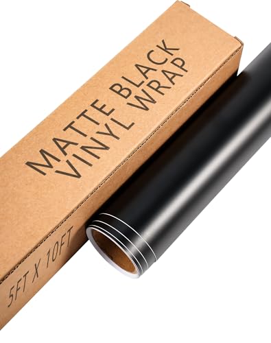Image of Vinyl Wrap Film for Cars, 10ft x 5ft Matte Black Car Vinyl Wrap Roll for Car Body Protection, Scratch Resistance with Air Release Technology (Matte Black)
