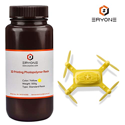 ERYONE 405nm UV Resin for DLP LCD 3D Printer Photopolymer Translucent, Ultralow Odor High Precision Can Mix, 0.5 kg Yellow