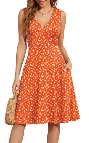 Image of WEACZZY Women's Summer Sleeveless Casual Dresses V-Neck Wrap Floral Holiday Tank Dress Flowy Beach Sundress with Pockets