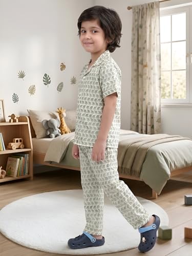 Image of POLKA TOTS 100% Pure Cotton Half Sleeve Night Suit for Kids, Girls & Boys | Cotton Pyjama Set | Unisex Night Dress for Children | Night Suit for Girls |Sleepwear for Kids | Winter Night Dress for Boys