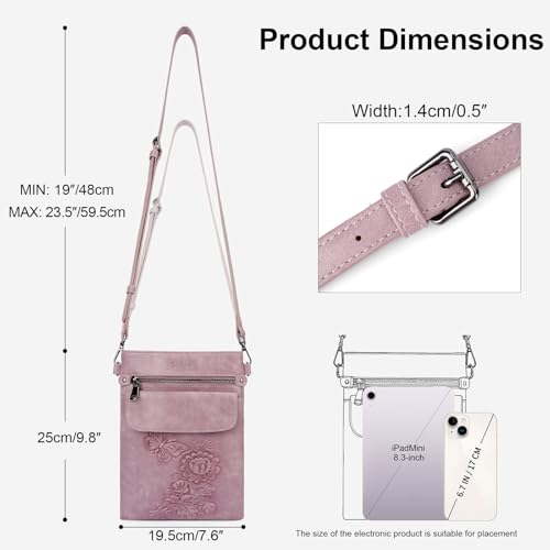 Image of Small Crossbody Purse for Women, Vegan Leather Multi Pocket Bag | Small Crossbody Bags for Women with Embossed Design, Adjustable Strap, Lightweight Travel Shoulder Bag for Daily Use and Gift