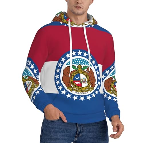 Sweat à capuche homme Missouri avec poches et manches longues motif drapeau américain
