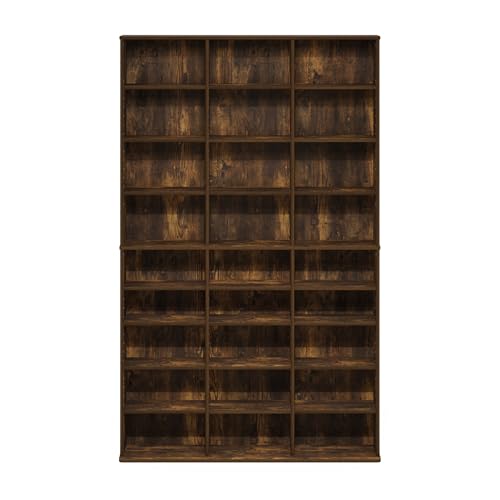 Image of Furinno Jaya DVD Shelf, 24-Shelf Wide CD Rack, Media Shelf with Adjustable Shelves, 8 x 3 DVD Storage Cabinets for CD Bluray Game Disc, Easy Assembly, for Living Room, Home Office, Amber Pine