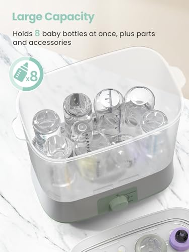 image for Grownsy Adjustable 4 in 1 Large Bottle Sterilizer and Dryer, 8 Bottles
