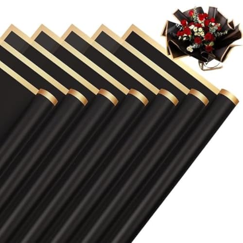 Image of SATYAM KRAFT 5 Pcs Korean Wrapping paper for gift packing | gift sheets for Him /Her, Girlfriend, Boyfriend, Birthday, Wedding, Enagagement, Anniversary, Chocolate Packing, Return Gifts, Floral Decoration (Black Paper)