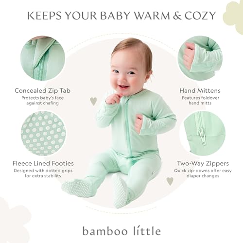 Image of Bamboo Little Soft Baby Footie Pajamas, Baby Clothes, Newborn Sleepers, 95% Viscose and 5% Spandex, 0-24 Months