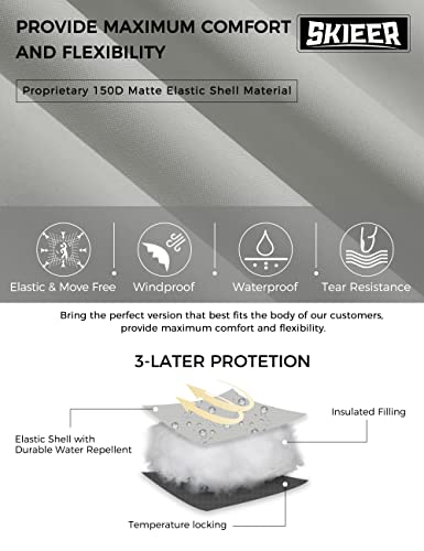 Skieer Men's Warm Ski Jacket Windproof Climbing Winter Raincoat(Light Grey,Large) #TOP3