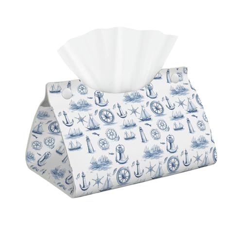 Funda larga de cuero para caja de pañuelos, diseño de ancla, faro, moderno, PVC, decorativo, dispensador para el hogar, mesita de noche, tocador, mesa de café, escritorio, decoración de oficina