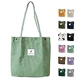 TELLUMO Fashion Corduroy Tote Bag Cow Print Bag Purses for Women Teen Girls with Inner Pocket (PeaGreen)