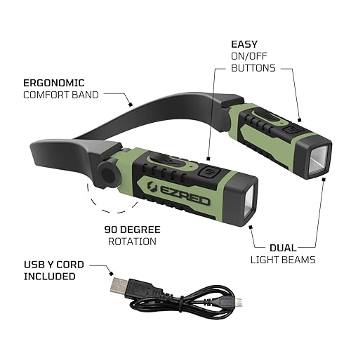 Lampe de cou rechargeable EZRED à double faisceau orientable éclairage mains libres
