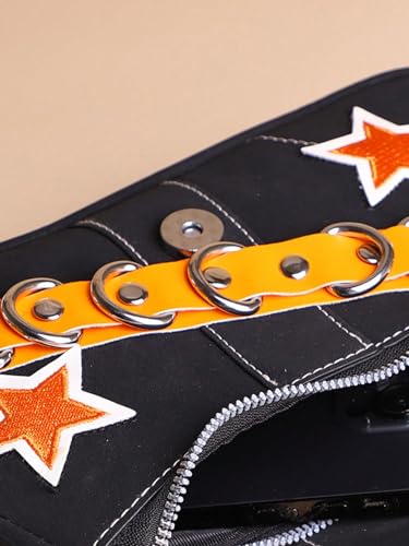 Image of Verdusa Women's Y2k Star Embroidery Shoulder Bag Mini Chain Vacation Hobo Handbag Purses Orange One-Size