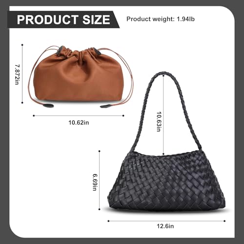 Women's Woven Tote Bag Purse Trendy Woven Shoulder Bag Purses Handbags Handmade Underarm Handbags Leather Shoulder Bag for Women2