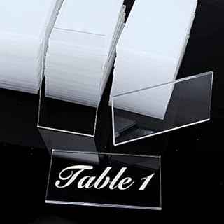 Homtone 100pcs 9x5cm Clear Acrylic Place Cards for Wedding Guest Names Table Numbers, Blank Rectangle Acrylic Names Signs Card Table Seating Card