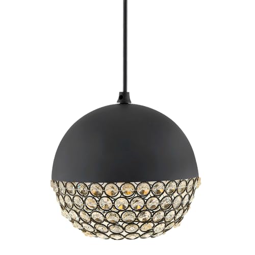 Image of Homesake Crystal Pendant Light - Modern Black Ceiling Lamp, Stylish Home Decor for Living Room, Bedroom, Dining Room, Kitchen, Office, Bar, Restaurant Elegant Lighting Fixture, Contemporary Design
