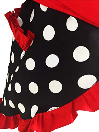 Floosum Lovely Cute Red Retro Ruffle Side Sexy Cute Lady's Kitchen Cooking Apron With Pocket Gift For Women Girls Chef Housewarming, Red #TOP4