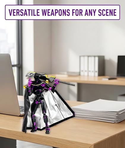 Image of T13 Action Figure, Polyarticular Movable Action Figure Robot Figure Desktop Decoration for Kid Desktop Decorations for Game Lovers Toys Gift Or Birthday Present(Black Purple)